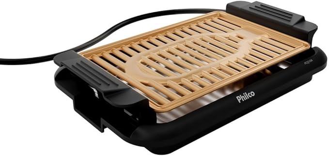 Churrasqueira Elétrica Philco 1200W ; Desmontável e fácil de limpar; 5 níveis de temperatura, Antiaderente Gold PCQ10A - 220V