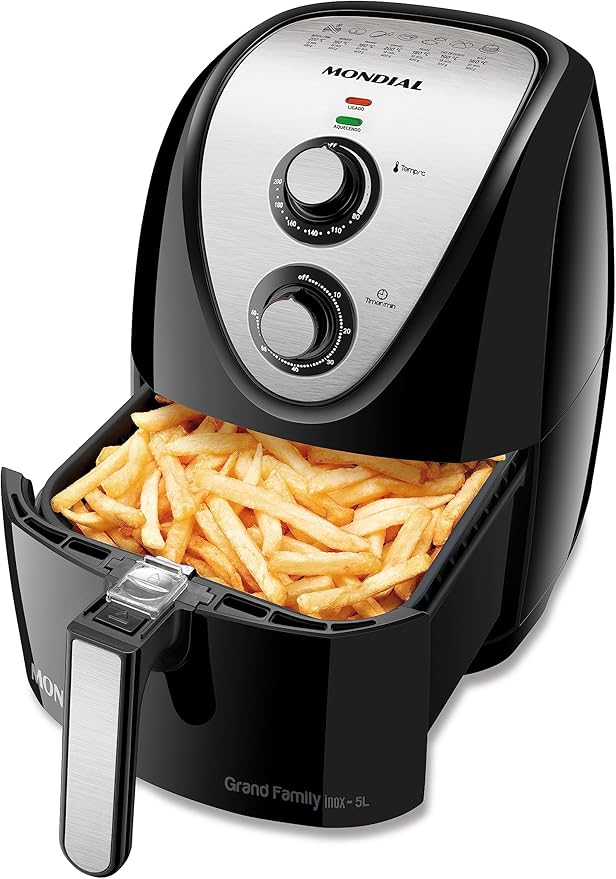 MONDIAL Fritadeira Sem Óleo Grand Family Inox - 5L, 127V, Preto, 1900W - AFN-50-BI