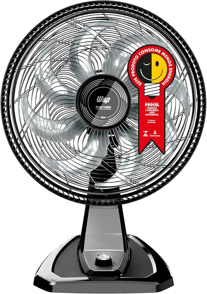 WAP Ventilador de Mesa e Parede 50cm FLOW TURBO, Tecnologia Silenciosa e Econômica, 8 Pás e 3 Velocidades, 180W 127V